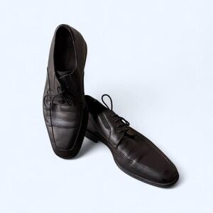 Magnanni Mens Leather Square Toe Lace Up Dress Shoes Brown Size 9.5